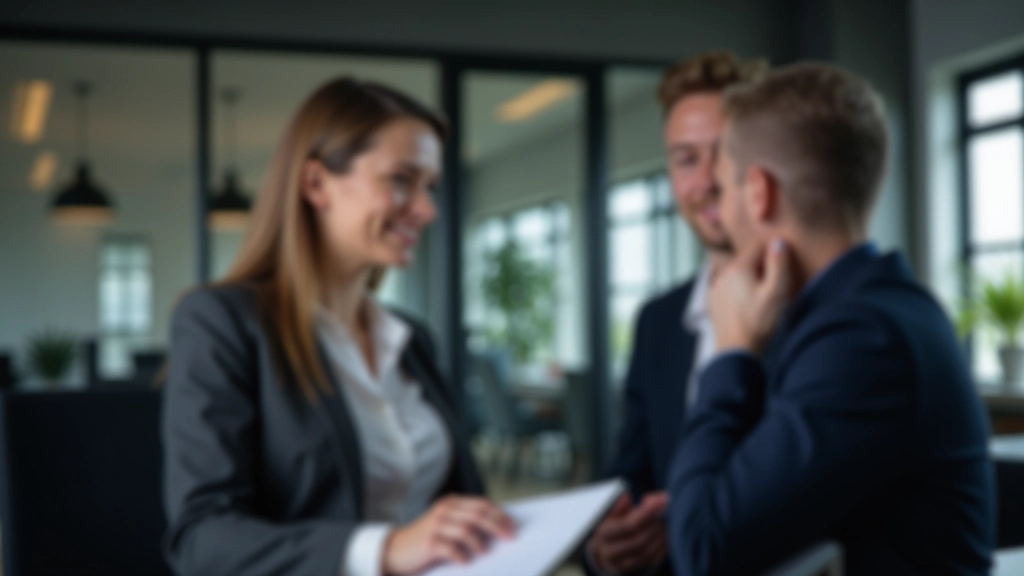 Professionelle Business-Umgebung mit Mitarbeitern in modernem Büro während Kundenbesprechung und Beratung