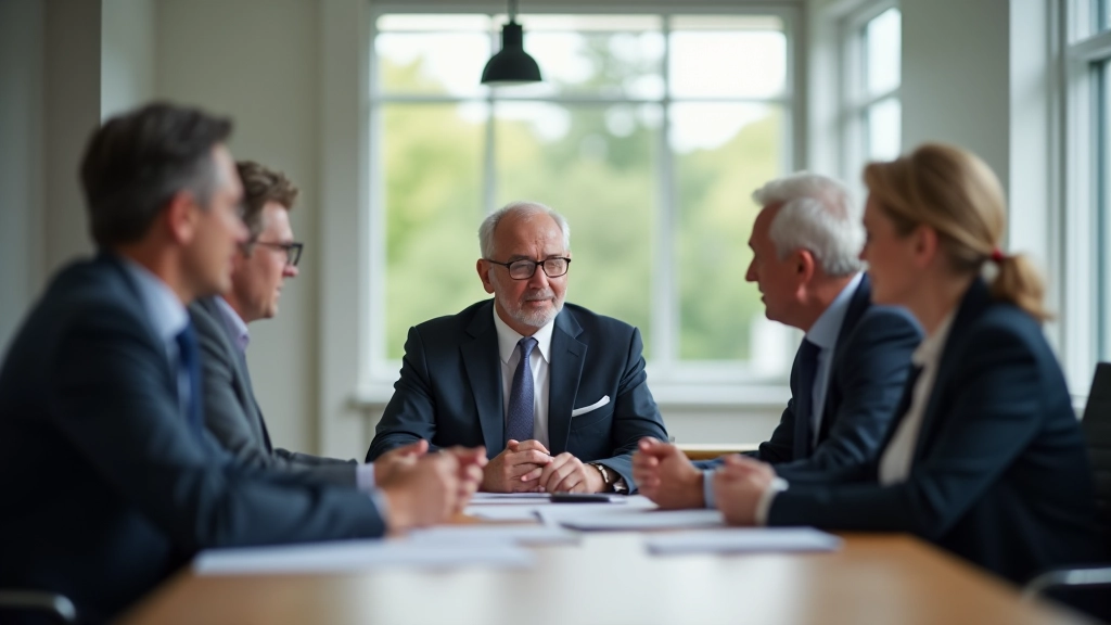 Mehrere Generationen einer Familie sitzen zusammen in einem modernen Besprechungsraum und planen die Unternehmensstrategie